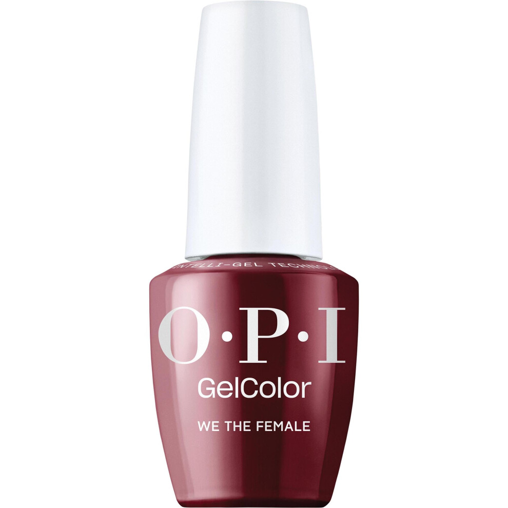 Opi Red Gelcolor We The Female | Opaque Dark Cr Me Uv Cure Gel Nail Polish | Vegan & Hema Free, Long Lasting, High Shine
