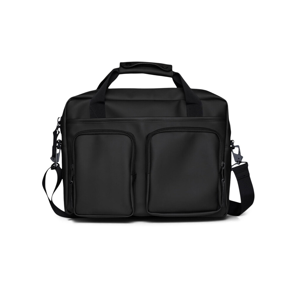 Rains Texel Tech Laptop Bag Waterproof Bag For College, Work Fits 15 Inches Laptop Travel Backpack Front Zip Pockets (Black) Black 5711747558574
