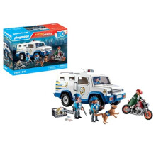 Playmobil 71597 Action Heroes Armoured Van with Fund Conveyors - Includes Three Police, Motorcycle Thief and Police Dog - Ages 4+