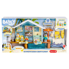 Bluey Moose Toys Family & Friends Ultimate Beach Cabin Playset avec une motomarine exclusive - Comprend 15 pices de jeu et 1 feuille d'autocolla