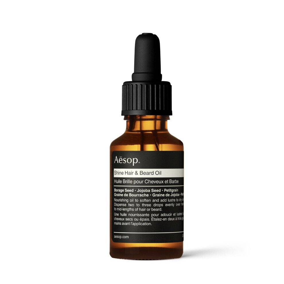 Aesop Shine Hair & Beard Oil | Silicone-Free Nourishing Oil To Soften and Add Lustre | Without Build-up or Oily Residue | 0.8 oz / 25 mL