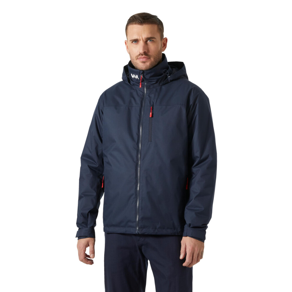 Helly-Hansen Crew Hooded Midlayer 2.0 Waterproof Jackets for Men with Insulated Windproof Sailing Fabric and Packable Hood, 597 Navy - S