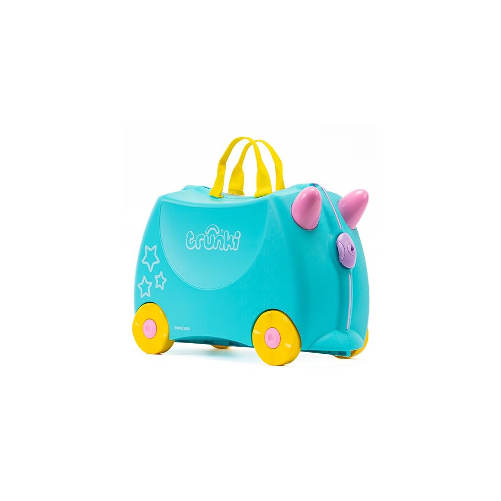 Trunki Ride-On Kids Suitcase | Tow-Along Toddler Luggage | Carry-On Cute Bag with Wheels | Kids Luggage and Airplane Travel Essentials: Una Unicorn Tu