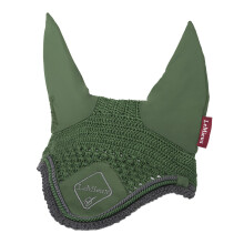 LeMieux Classic Ear Bonnet with Soft Lycra Ears - Close Knit Crochet - Comfortable Fit Equestrian Mask - Sport Horse Wear Fly Protection - Hunter Gree