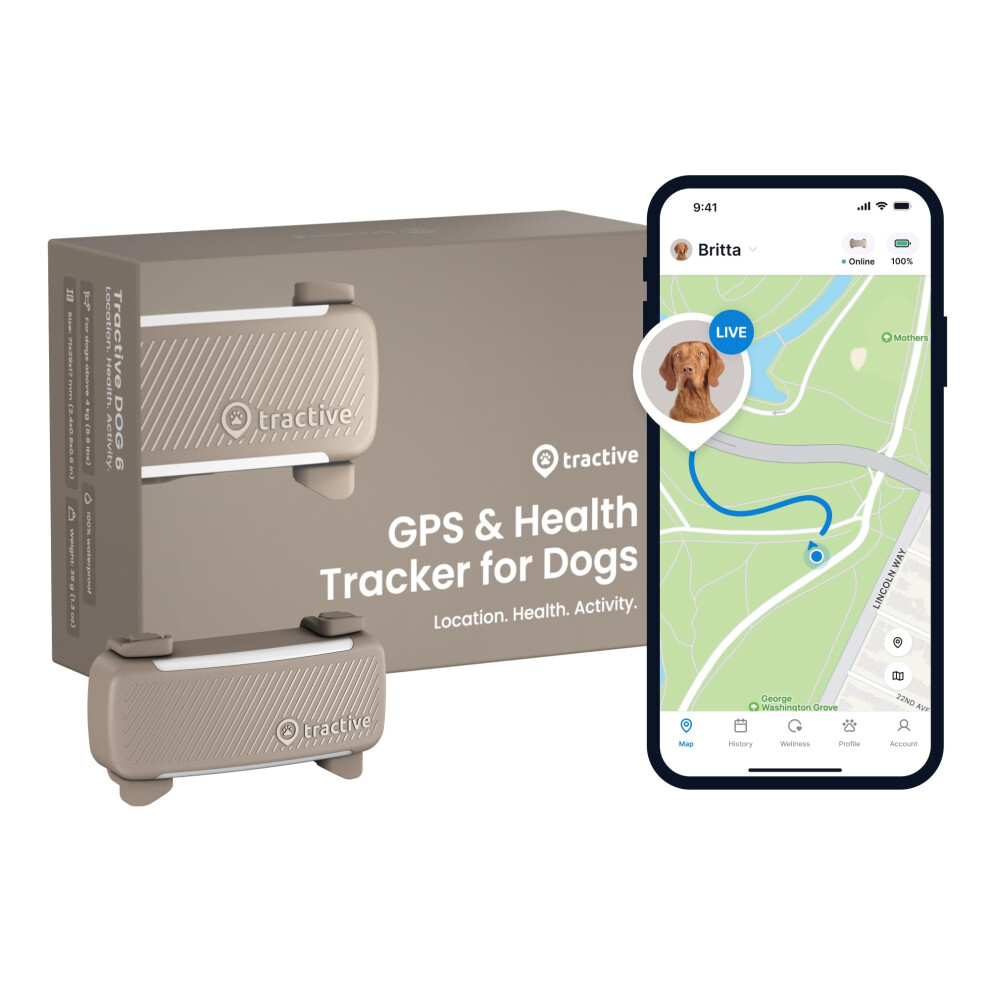Traceur GPS Tractive pour chien (version 2025) | Localisation en temps réel des animaux | Alertes santé et bien-être | Clôture virtuelle pour chi