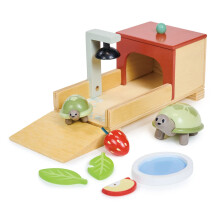 Tender Leaf Toys - Tortoise Pet Set - 10 -styckes träplay med mamma och baby sköldpaddshus och mat - bra tillägg husdjurspel set till dockhusspel