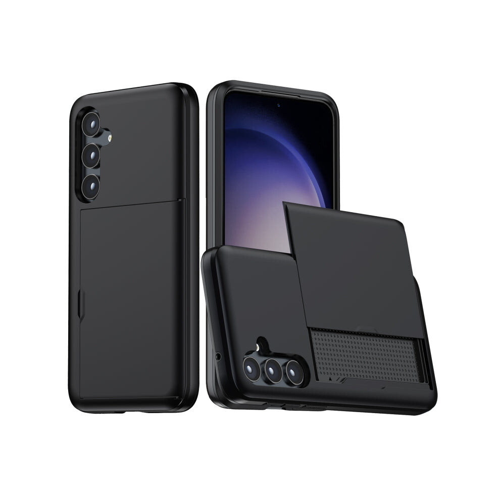 (Black, For Samsung Galaxy S23 FE 5G) Shockproof Armor Phone Case with Card Slot, For Samsung Galaxy S24+ 5G, For Samsung Galaxy S23 FE 5G
