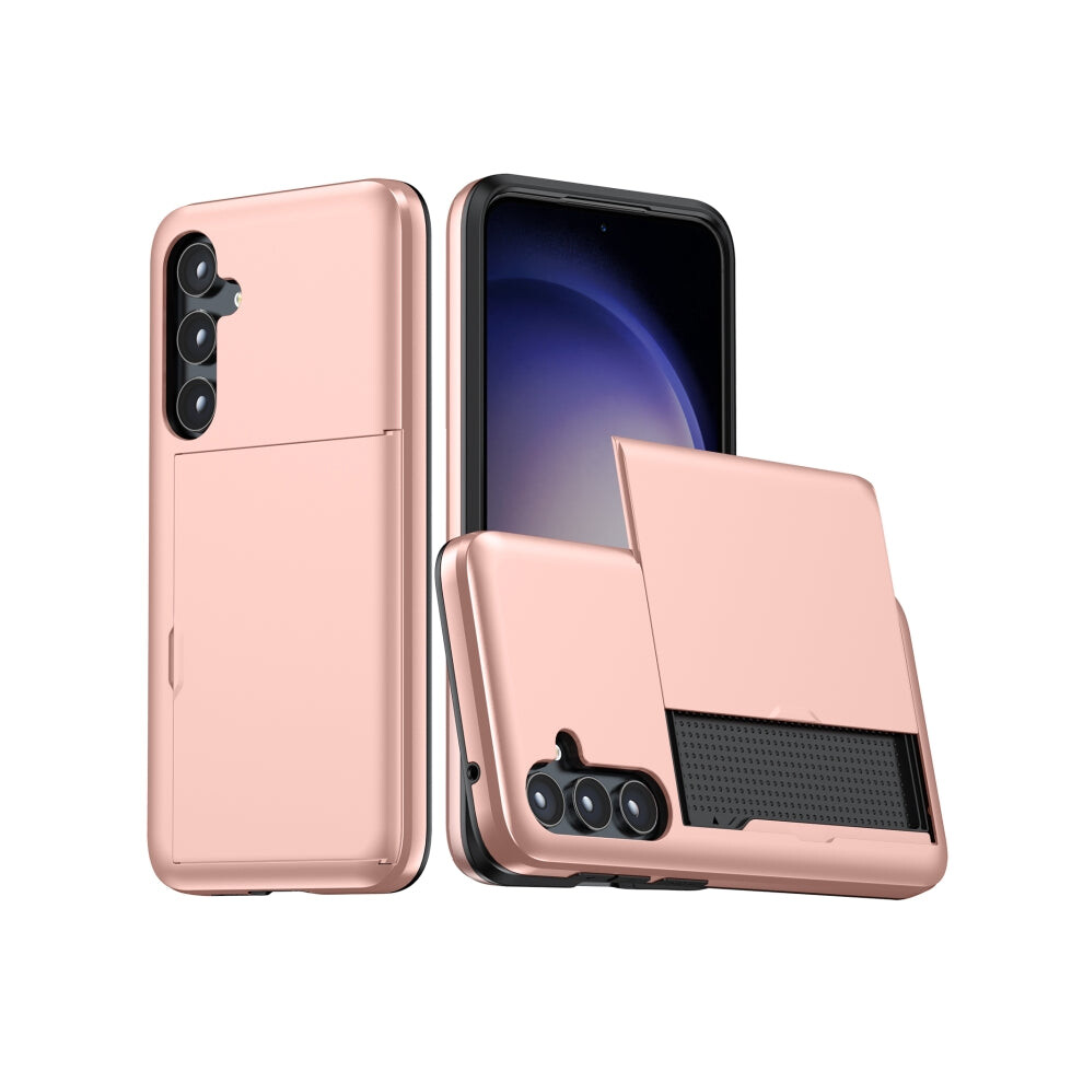 (Rose Gold, For Samsung Galaxy S23 FE 5G) Shockproof Armor Phone Case with Card Slot, For Samsung Galaxy S24+ 5G, For Samsung Galaxy S23 FE 5G