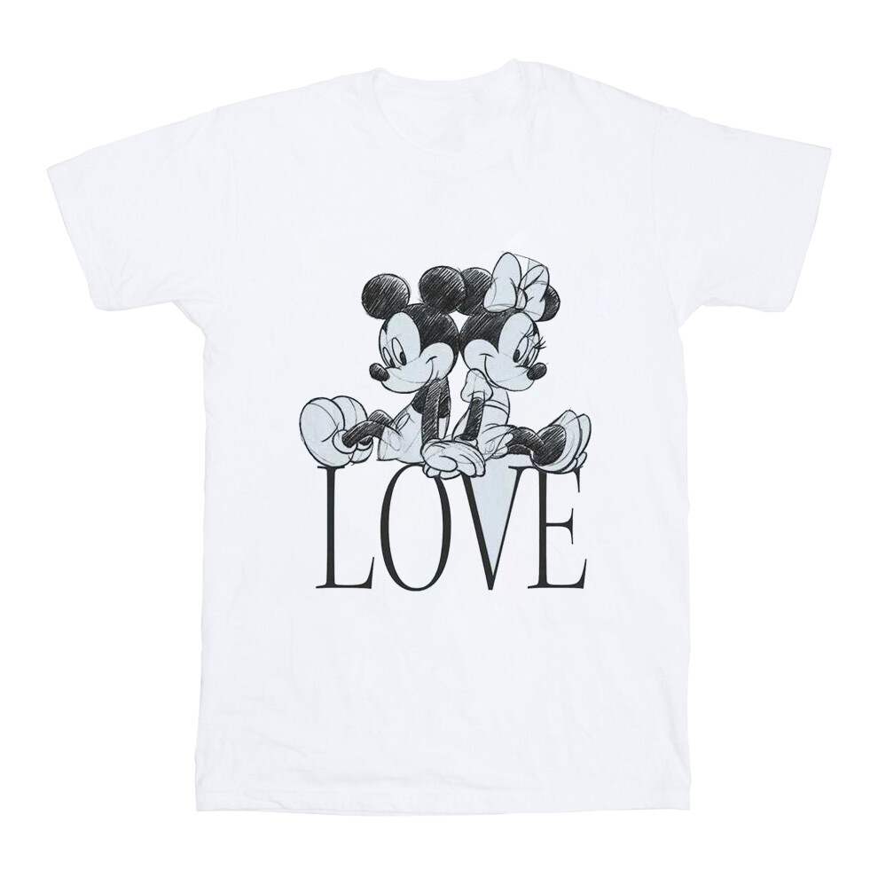 (L, White) Disney Mens Mickey And Minnie Mouse Love T-Shirt