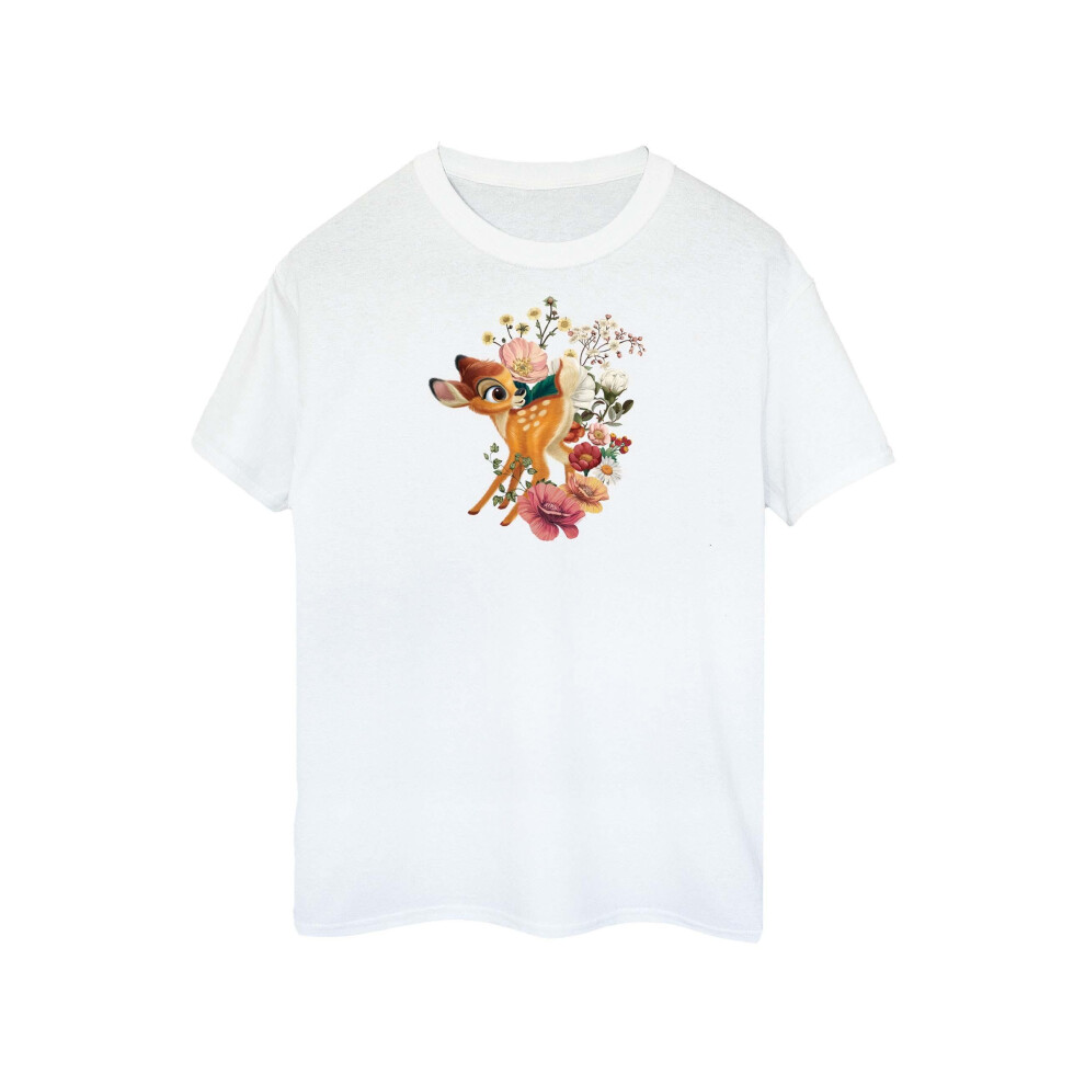 (L, White) Disney Womens/Ladies Bambi Meadow Cotton T-Shirt