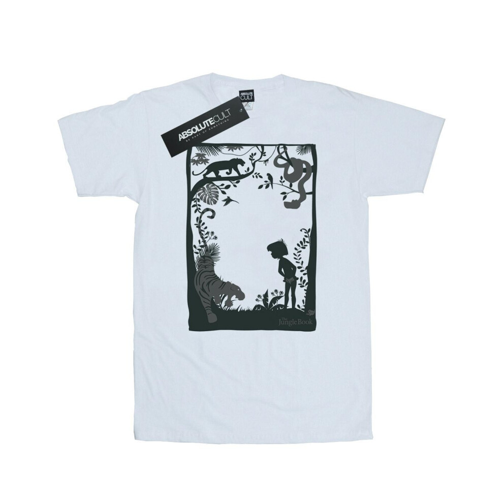 (M, White) Disney Mens The Jungle Book Silhouette Poster T-Shirt