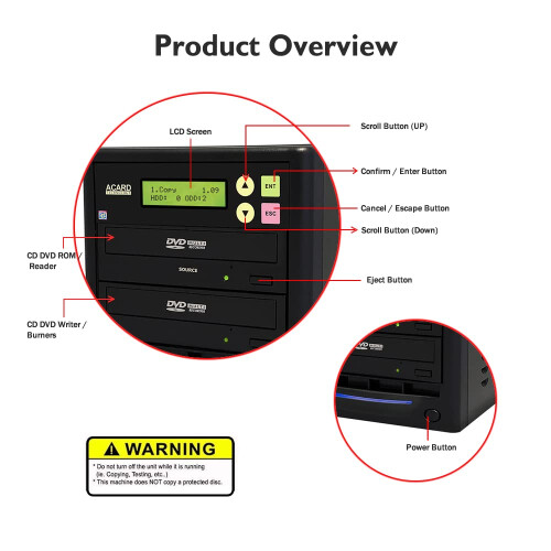 ACARD TECHNOLOGY 1 to 1 24X Burner CD DVD Duplicator Standalone Tower Using ACARDs Native SATA Controller Technology 1