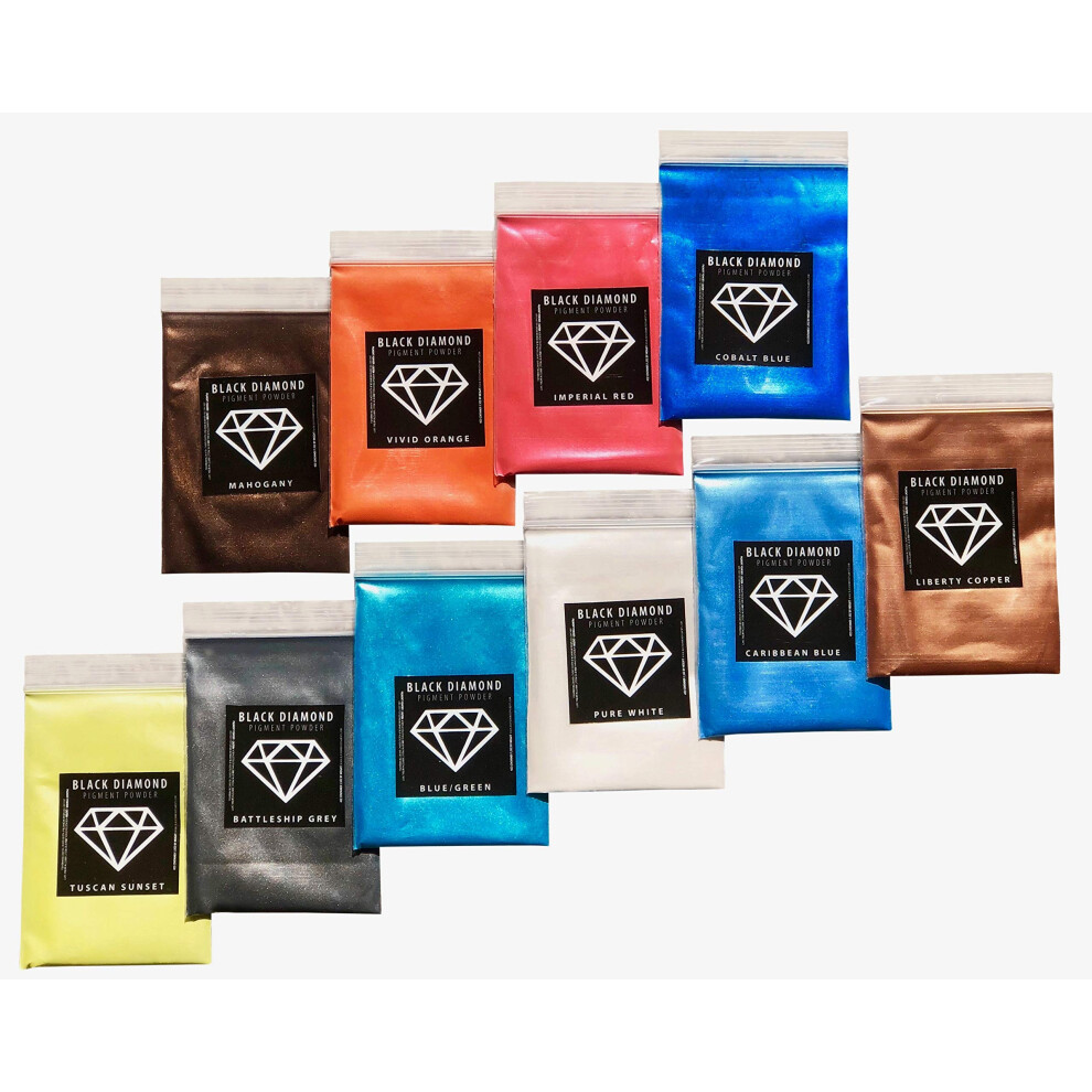 BLAcK DIAMOND PIgMENTS VARIETY PAcK 1 (10 cOLORS) Mica Powder PURE  2TONE series variety pigment packs (Epoxy Paint color Art)