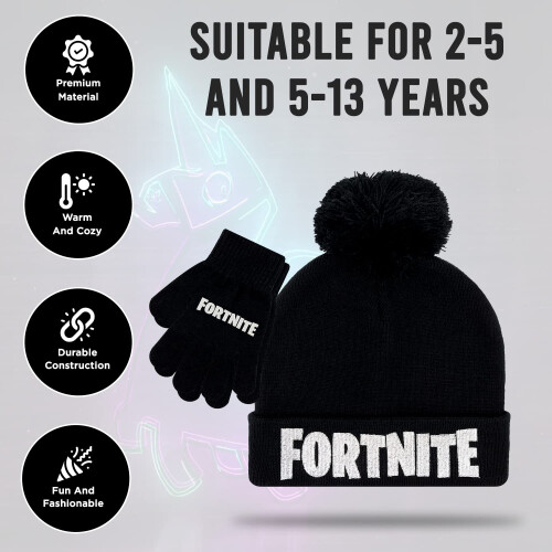Fortnite FORTNITE Cappello invernale e guanti da neve per ragazzi, set da 2 pezzi 2