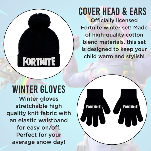 Fortnite FORTNITE Cappello invernale e guanti da neve per ragazzi, set da 2 pezzi 1