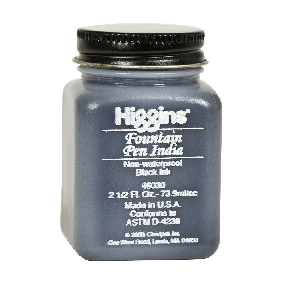 Higgins Black India Fountain Pen Ink  2.5 Oz Bottle (46030)