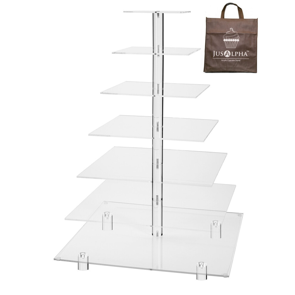 Large 7 Tier Wedding Party Acrylic Glass Cupcake Stand-Cake and Dessert Tower With Rod Feet (7SF)