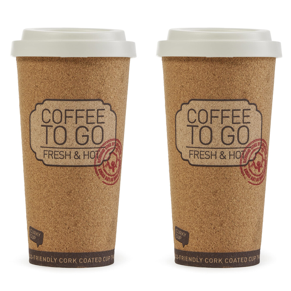 Life Story Corky Cup Reusable 16 oz Insulated Travel Mug Coffee Thermos (2 Pack)