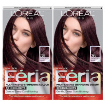 L'Oreal Paris Feria Vopsea de păr permanentă cu luciu strălucitor - nuanța Chocolate Cherry, kit de vopsea (pachet de 2)