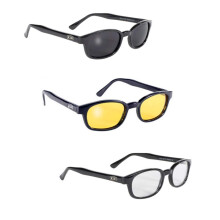 Pacific Coast Sunglasses Original KD:s Biker 3-pack: Rökfärg (Dag), Gul (Soluppgång/Solnedgång), Klar (Natt) – Harley-stil