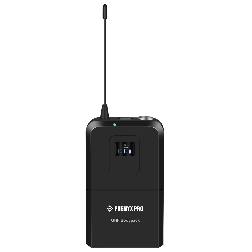 Phenyx Pro Wireless Bodypack Transmitter  UHF Bodypack Microphone for PTU-71/PTU-7000/PTU-6000  with Selectable Frequencies  Mute Function (PWB-7)