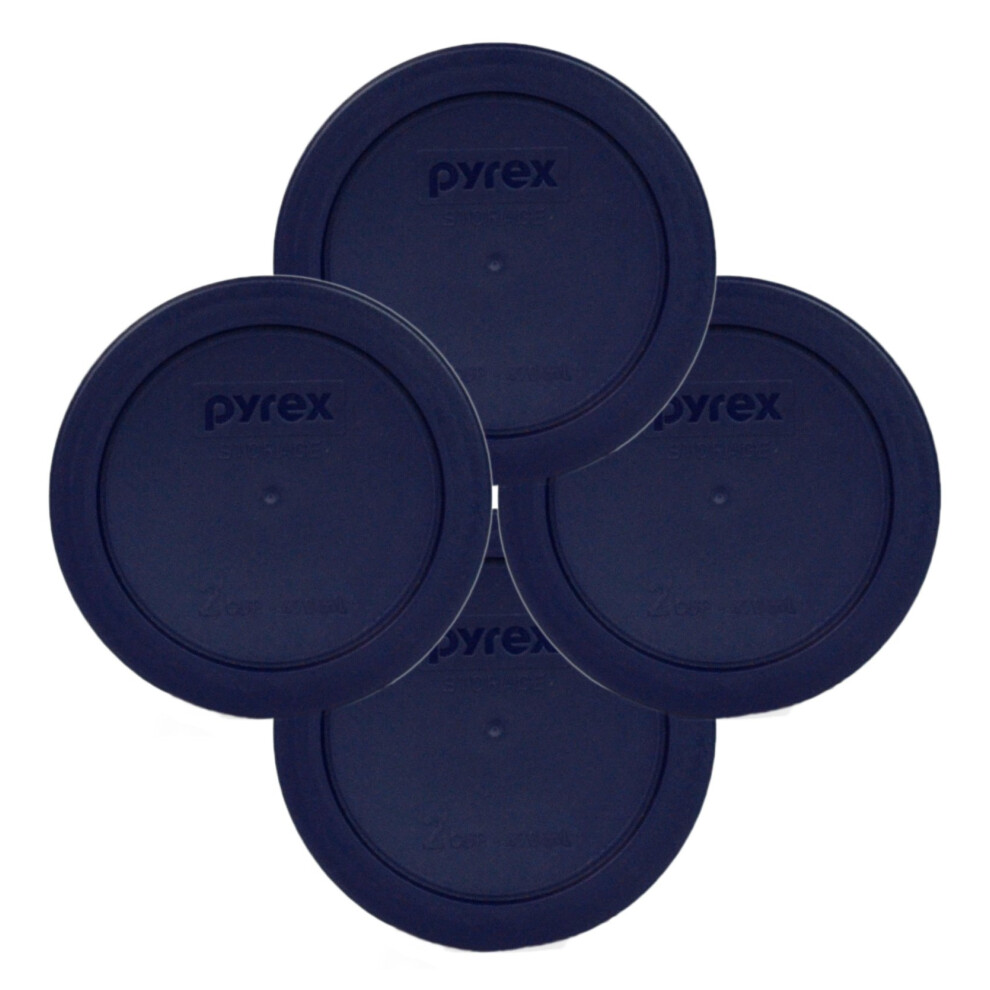 Pyrex 7200-PC Round Storage Cover for Glass Bowls  Dark Blue (4-Pack)