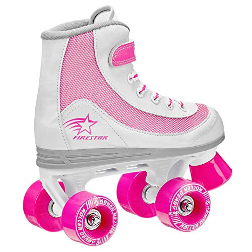 Roller Derby Firestar Quad-Rollschuhe fr Jugendliche, Mdchen, Wei/Rosa, Gre 03 1