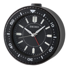 Seiko Mai Bedroom Alarm Clock - Black, Quartz Movement, Quiet Sweep, Beep Alarm w/ Snooze & Light - 3.75x3.7x2 in - QHE184KLH