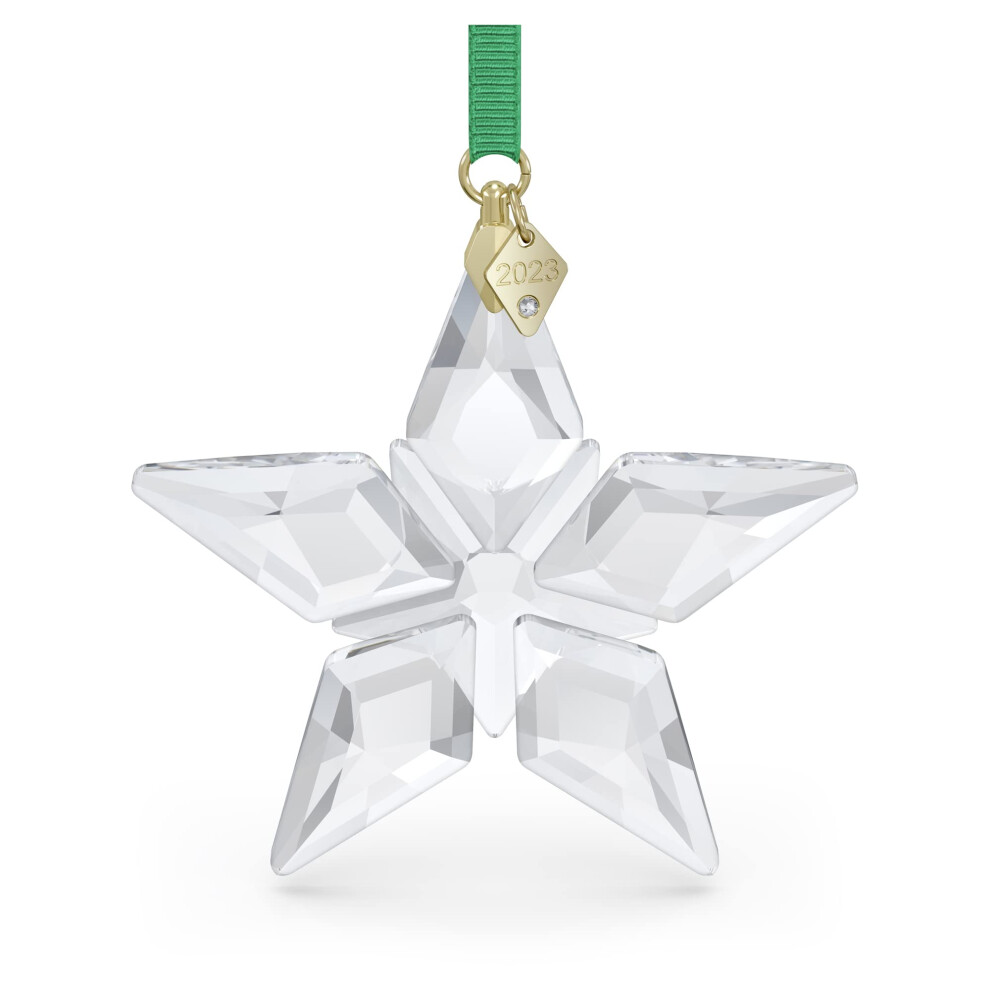 Swarovski Annual Edition 2023 Ornament Clear Crystal Star With 97 Facets Gold-Tone Finished Tag Part Of The Annual Edition Collection
