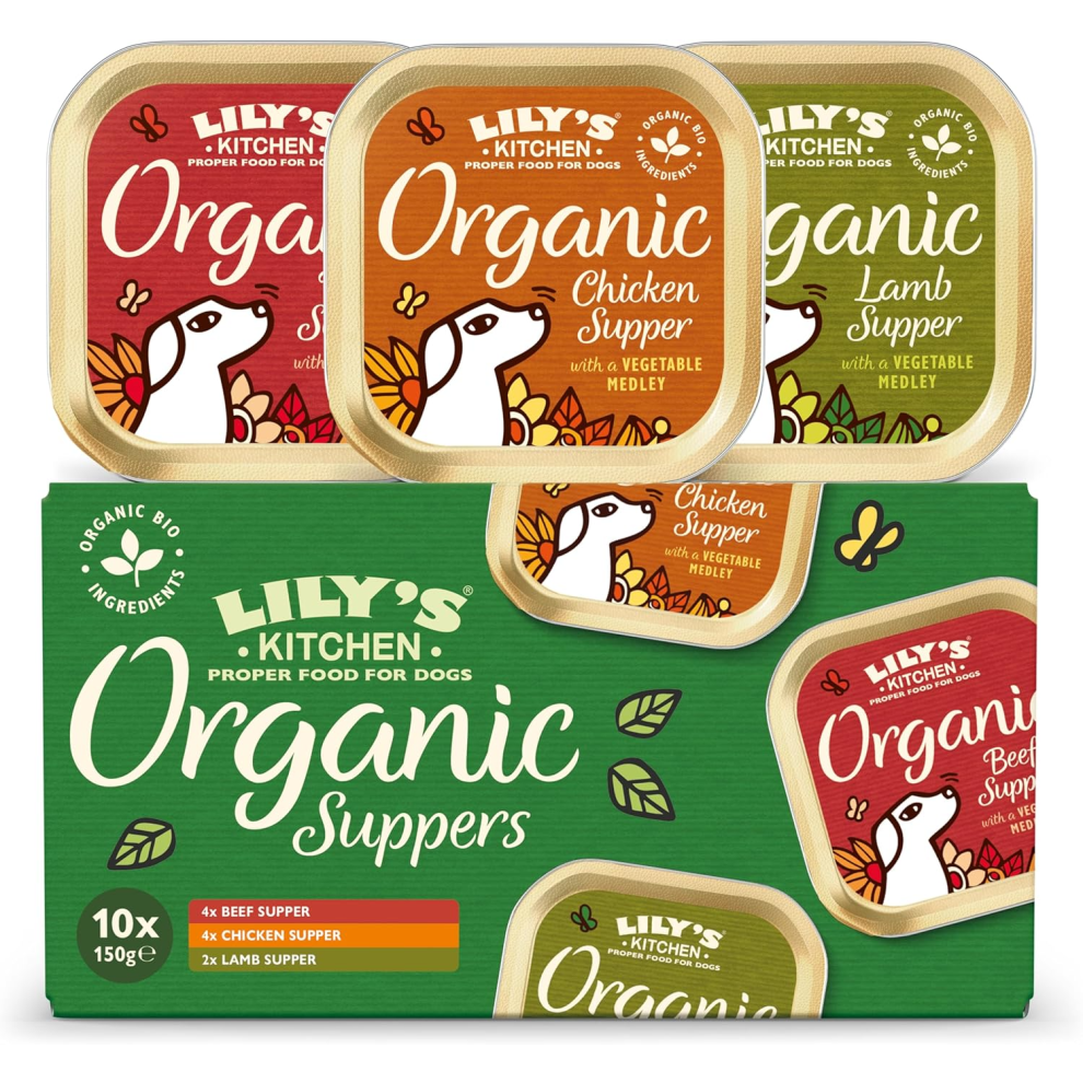 Lilys Kitchen Made with Natural Ingredients Adult Wet Dog Food Trays Organic Variety Pack 10x150g