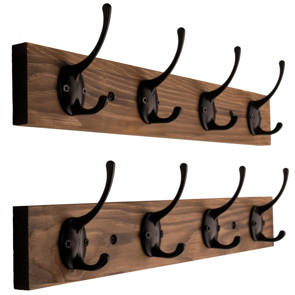 VERTORGAN Coat Hooks Coat Rack Wall Mounted Hat Hooks and Hat Rack with 4 Hooks for Entryway  Bathroom  Bedroom(2 Pack Brown)