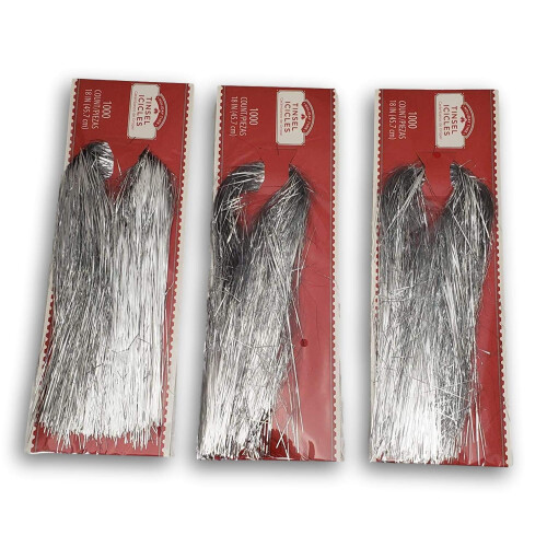 Holiday Time Tinsel Icicles 1000 Strands 3 Pack 18""""