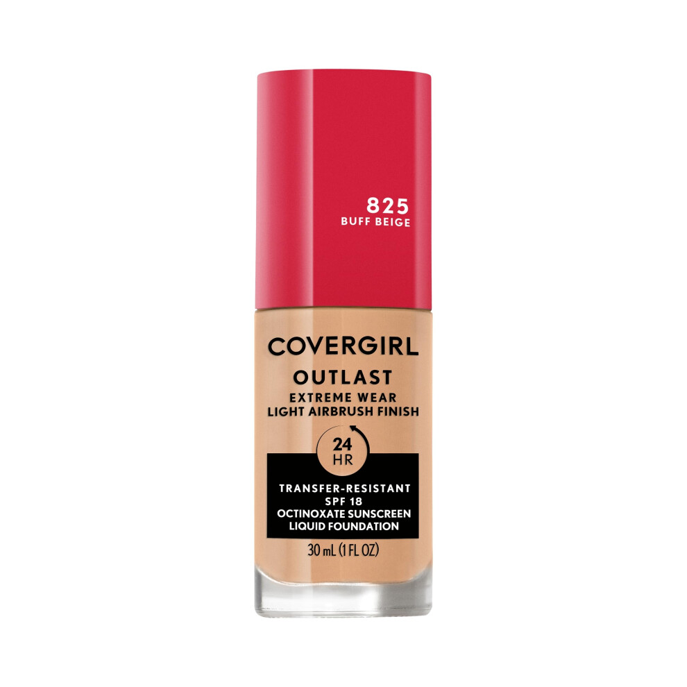covergirl Outlast Extreme Wear 3-in-1 Full coverage Liquid Foundation, SPF 18 Sunscreen, Buff Beige, 1 Fl Oz