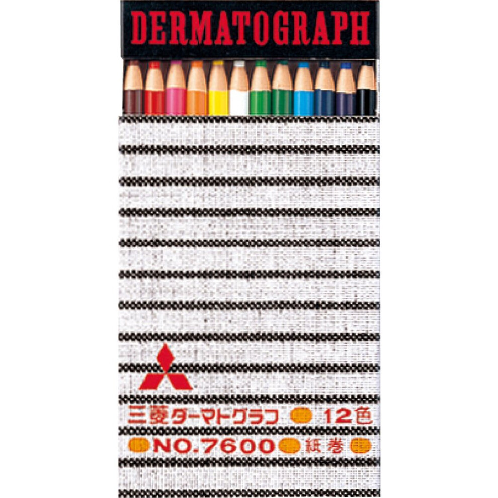 Mitsubishi Pencil K760012C Oil-Based Dermatograph Colored Pencils, No.
