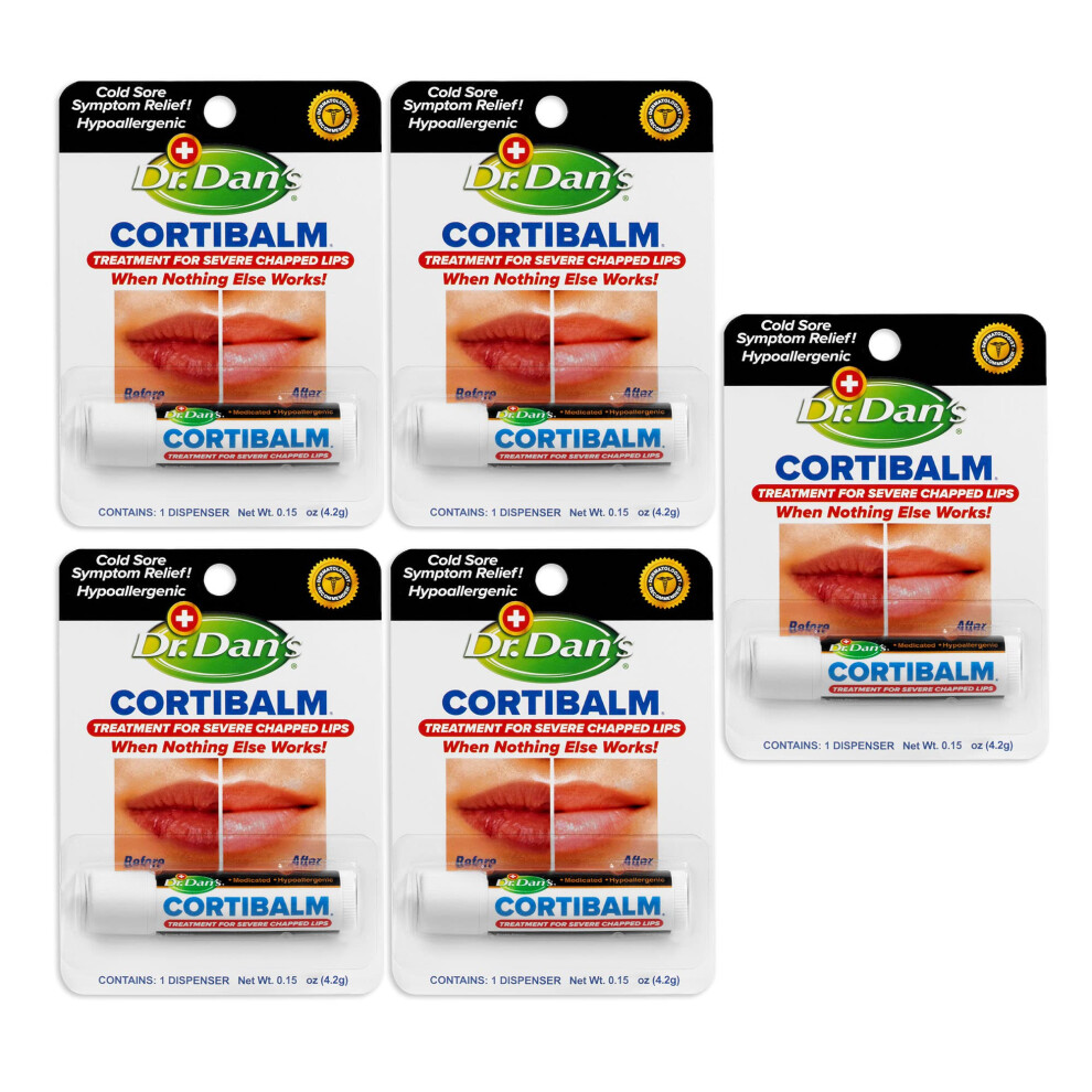 Dr Dan s CortiBalm Lip Balm Tube for Chapped Lips 0 14 oz 5 Pack