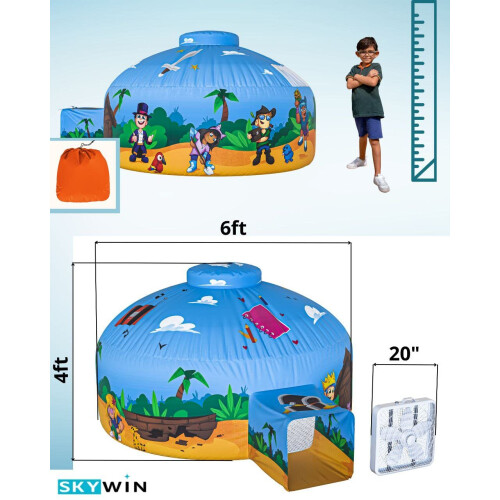 Skywin Air Tent Playhouse para crian  as - 77x50 polegadas infl  veis ??infl  veis ??tendas 1