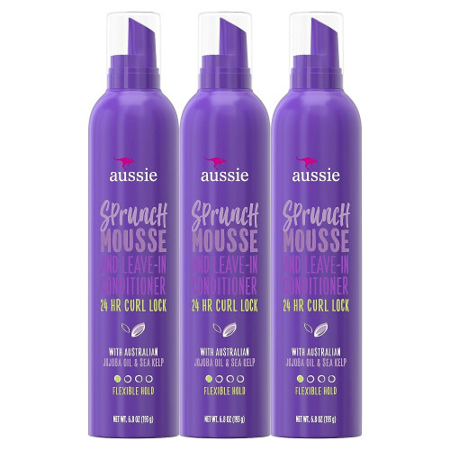 Aussie Sprunch Hair Mousse Plus Leave-In Conditioner, 6.8 oz