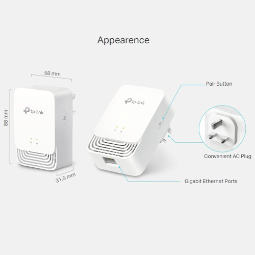 TP-LINK TP-Link PG1200 KIT G.hn 1200 Mbps Powerline Adapter Kit, 1+1 2