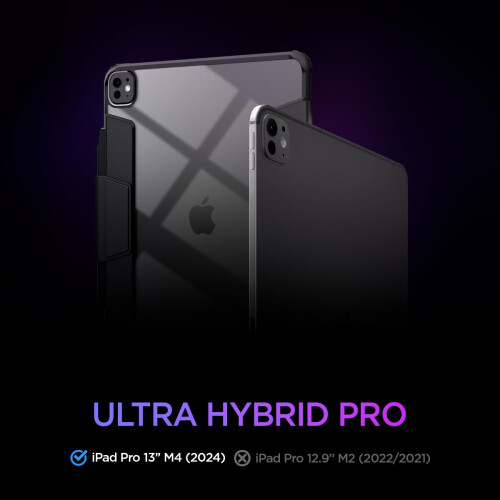 Spigen Spigen Ultra Hybrid Pro Case para iPad Pro 13 polegadas M4 (2024) com suporte de l  pis transparente e absor    o de choque - preto 1