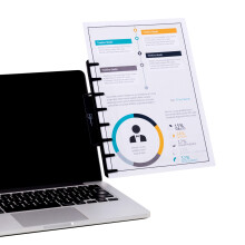 Note Tower Monitor Mount White - Document Holder & Sticky Notes Organizer - Holds Copy Paper Photos Notes & Business Cards Next to Computer Screen