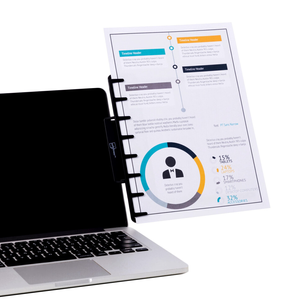 Note Tower Monitor Mount White - Document Holder & Sticky Notes Organizer - Holds Copy Paper  Photos  Notes & Business Cards Next to Computer Screen