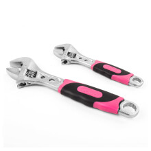 Apollo Tools Pink 2-Piece Adjustable Wrench Set DT5007P - Heat-Treated Chrome Plated, Soft-Grip Handles, 6-inch & 8-inch for DIY Plumbing & Automotive
