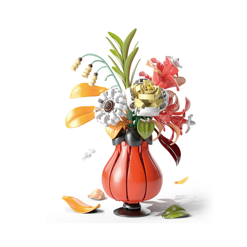 Bonxaif Valentine's Day Flower Bouquet Present Building Blocks Bouquet Decoration Toys Fit Lego