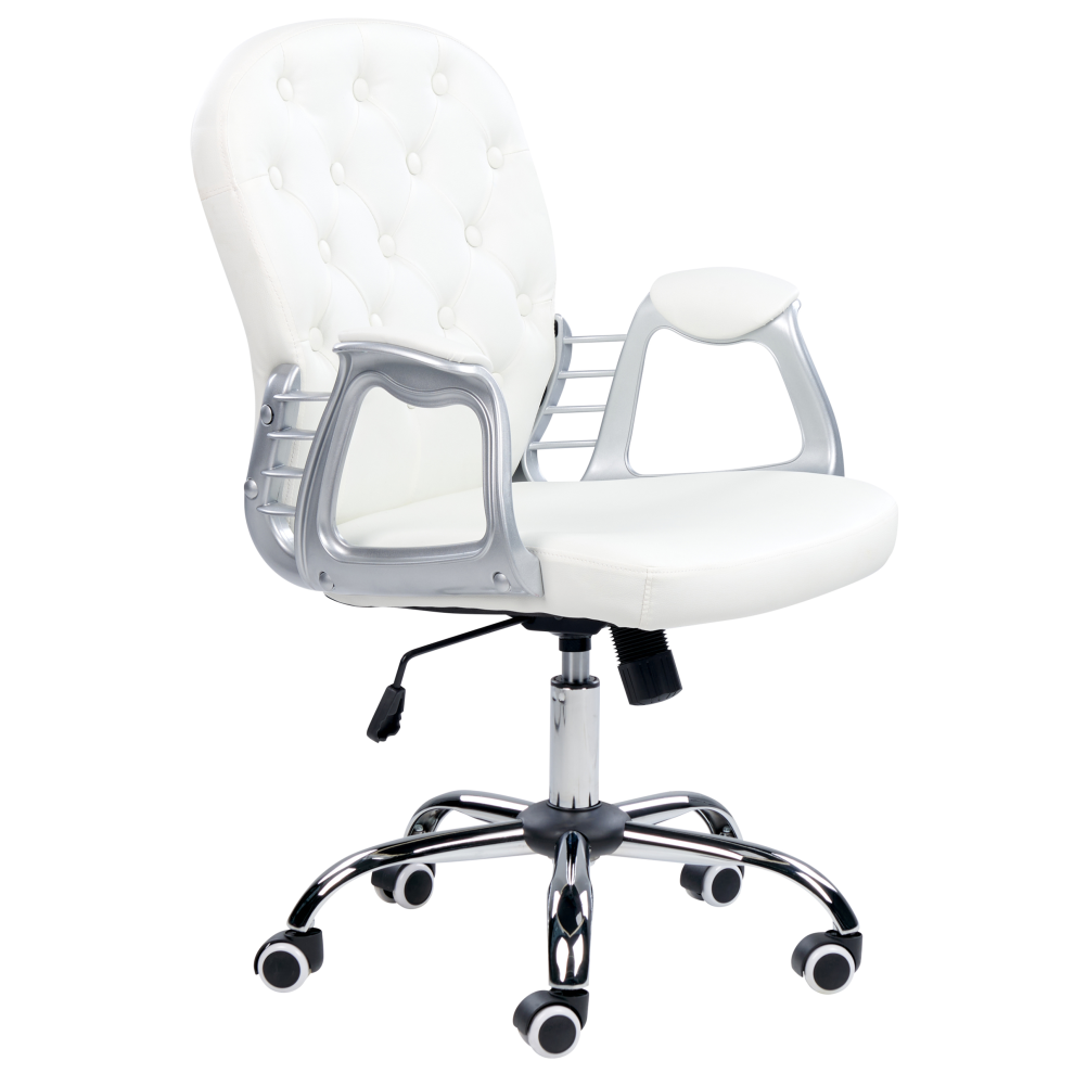 Office Chair Swivel PRINCESS Faux Leather White