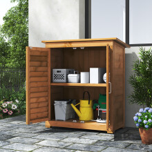 Garden Sanctuary Outdoor Solid Wood Storage Cabinet Garden Tool Shed