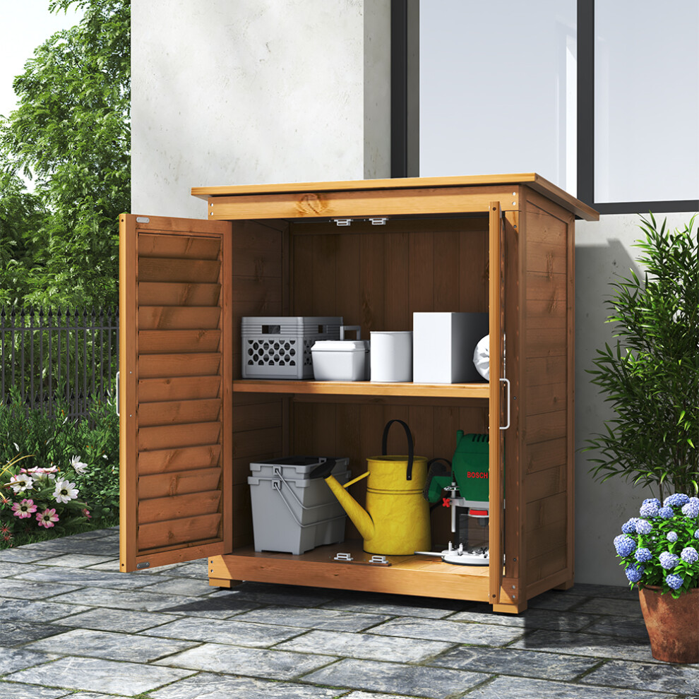Garden Sanctuary Outdoor Solid Wood Storage Cabinet Garden Tool Shed