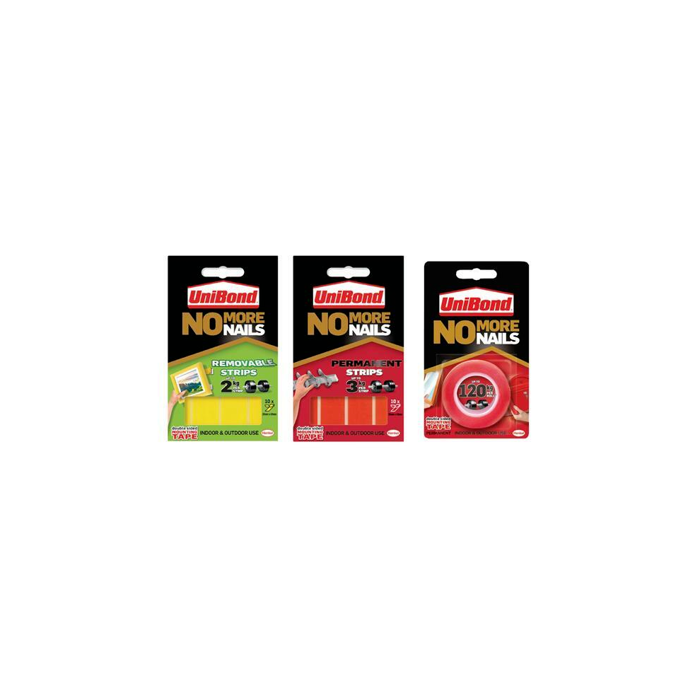 Unibond No More Nails Picture Hanging Strips Double Sided Mounting Tape Adhesive