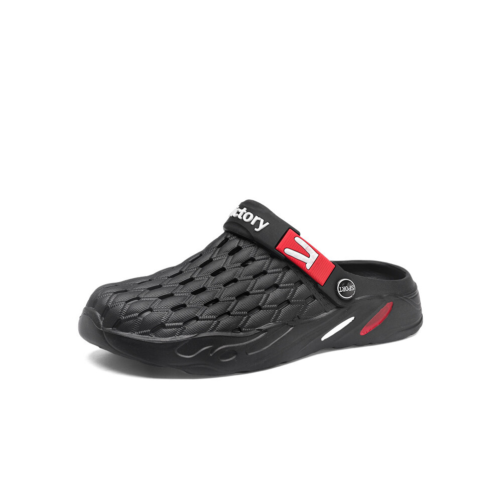 (Black, 47) Men's Garden Clogs Shoes Slippers Sandals Two Tone Ventilated Summer Beach Casual Relax Backyard Indoor & Outdoor Sandals