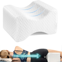 Memory Foam Knee Pillow for Leg, Back & Knee Pain - Ergonomic Contour Support, Adjustable Height 10-15cm, Lightweight & Easy to Clean