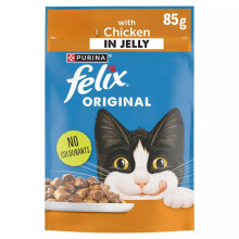 FELIX ORIGINAL Chicken in Jelly Wet Cat Food 85g x 24 - 100% Complete & Balanced Nutrition, 8% Chicken, Omega-6